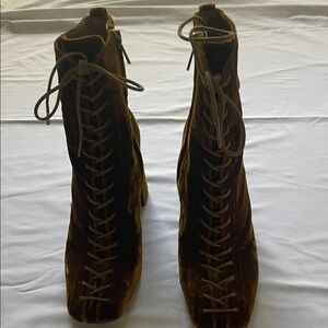 Sam Edelman Velvet Lace-Up Ankle Boots